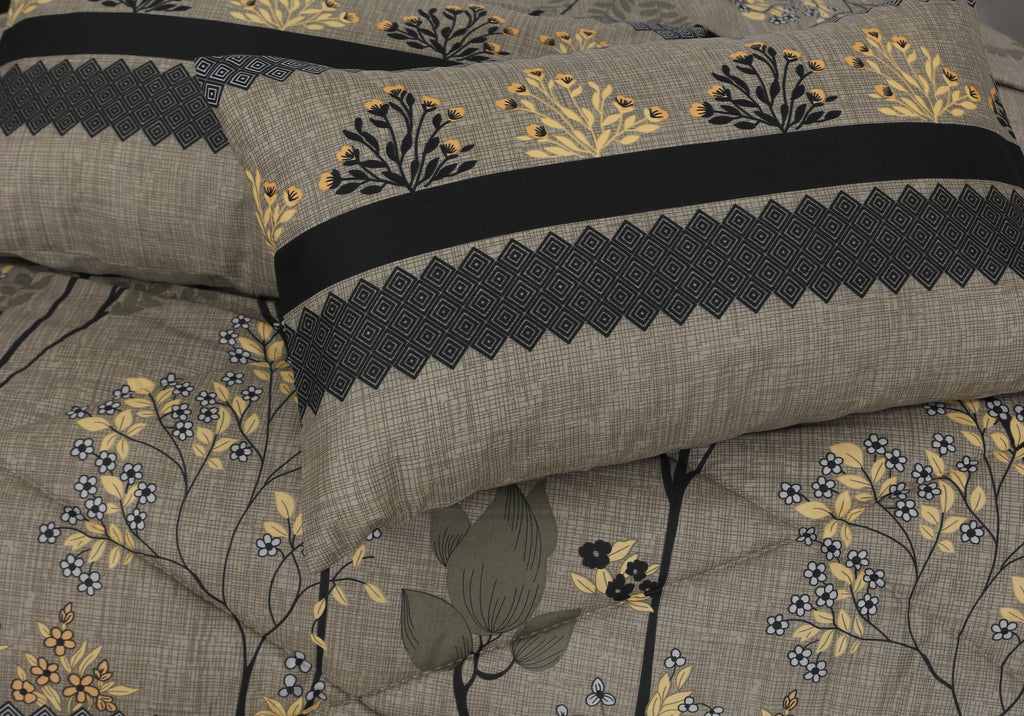 Cement Double Bed 6 pc Winter Razai Set (Heavy Filling) DZ-37