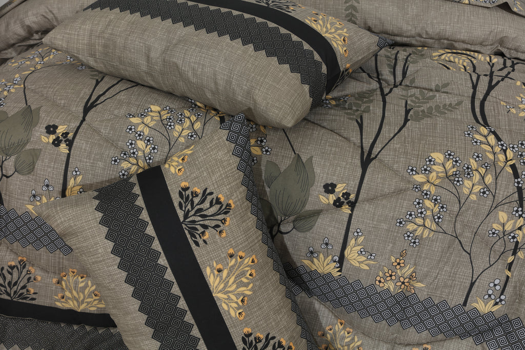 Cement Double Bed 6 pc Winter Razai Set (Heavy Filling) DZ-37