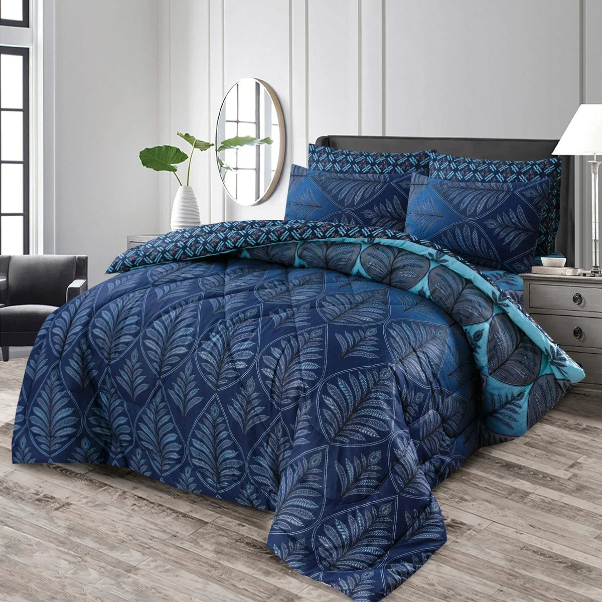Double Bed 6 pc Winter Razai Set (Heavy Filling) DZ-03