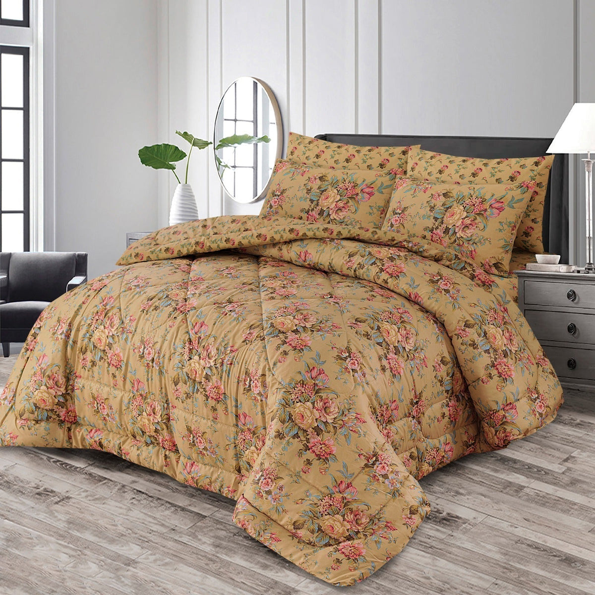 Double Bed 6 pc Winter Razai Set (Heavy Filling) DZ-05