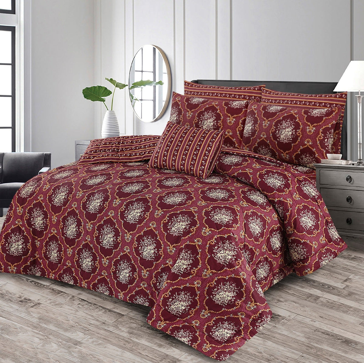 7 Pcs Comforter Set King Size Design KCC 048